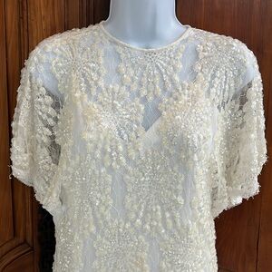 Vintage 1980 white sequin two piece gown by Charles Hill Roth the 24 collection